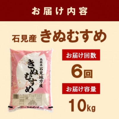 【毎月定期便】石見産きぬむすめ　10kg(5kg×2袋)全6回