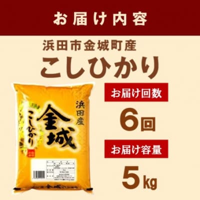 【毎月定期便】浜田市金城町産こしひかり　5kg全6回