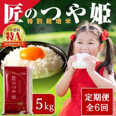 【毎月定期便】特別栽培米「匠のつや姫」5kg全6回