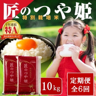 【毎月定期便】特別栽培米「匠のつや姫」　10kg(5kg×2袋)全6回
