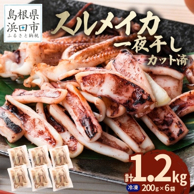 島根県産浜田市加工　スルメイカ一夜干し　食べ応え大満足の合計1.2kg(小分け個包装200g×6袋)