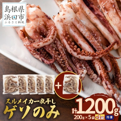 訳あり島根県産スルメイカ一夜干し”ゲソのみ”　計1.2kg(小分け200g×5+1袋)家族で楽しめる | ふるさと納税のお礼品