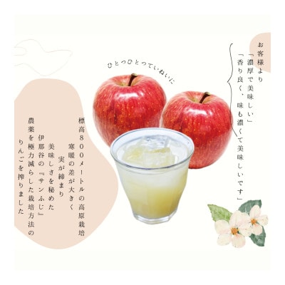 【長野県松川町産】サンふじ100%りんごジュース 1L×6本セット (ストレート)