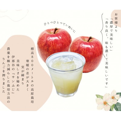 【長野県松川町産】サンふじ100%りんごジュース 1L×4本セット(ストレート)