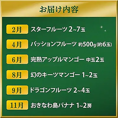 【発送月固定定期便】人気!沖縄フルーツ定期便全6回