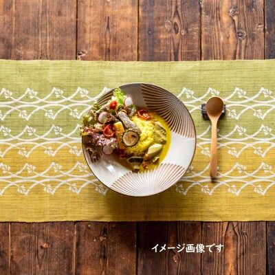 《ウージ染め》テーブルランナー30巾　ウージの穂　くがに(黄金)