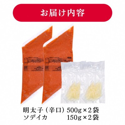 辛子明太子 バラコ(辛口) 500g×2袋(イカ150g×2袋) 明太子・イカのセット 沖縄やまや