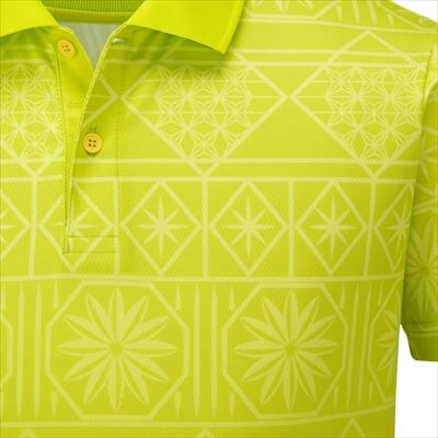 ミズノ・薩摩切子柄ポロシャツ(ライムグリーン・2XL)　C0-117-05 