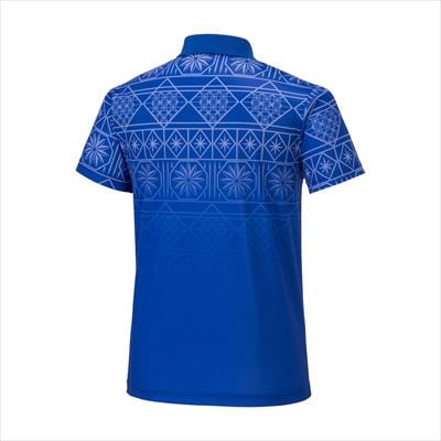  ミズノ・薩摩切子柄ポロシャツ(サーフブルー・2XL)　C0-118-05
