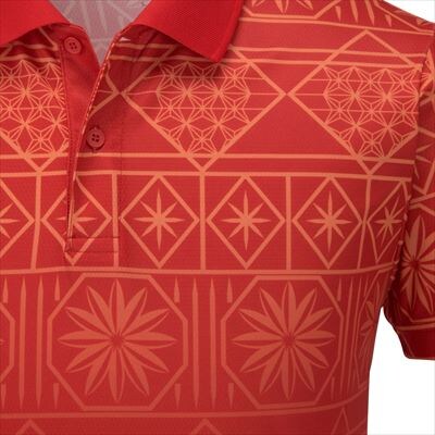 ミズノ・薩摩切子柄ポロシャツ(チャイニーズレッド・3XL)　C0-119-06