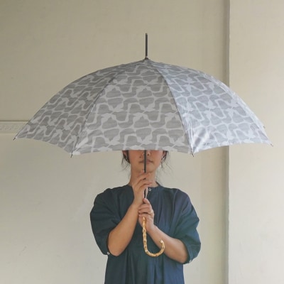 ジャンプ長傘 日傘 雨傘 晴雨兼用傘 紫外線カット(バード　ライトグレー)[096A18-09]