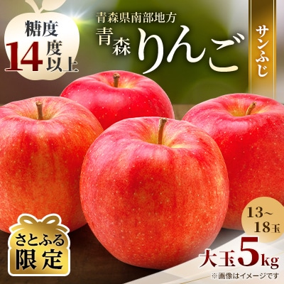 【2025年1月発送開始】青森りんご　サンふじ　大玉(5kg)【糖度14度以上】【さとふる限定】