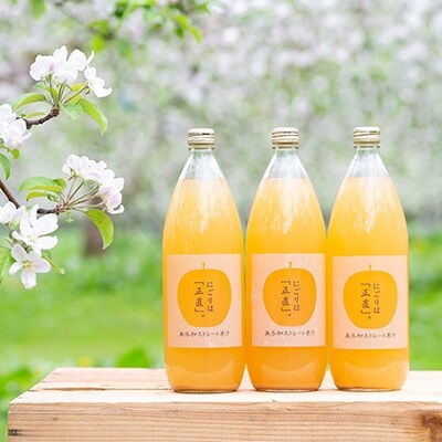 濃厚りんご果汁「にごりは正直」1000ml×3本