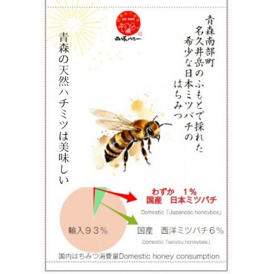 青森県南部町　日本ミツバチのはちみつ　希少な百花舞蜜170g