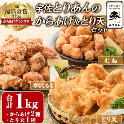 宇佐 とりあんのからあげ・大分名物鶏天セット(合計1kg)【1035100200】【BOROYA】