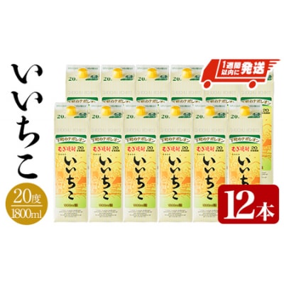  いいちこ 20度 パック(1.8L×12本)【107304900】【時枝酒店】