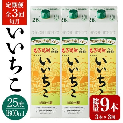 定期便・全3回(連続)　いいちこ25度パック(計5.4L×3回)【206100101】【酒のひろた】
