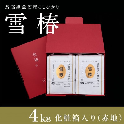 令和8年産 最高級魚沼産コシヒカリ 精米「雪椿」2kg×2袋 化粧箱入り(赤地)
