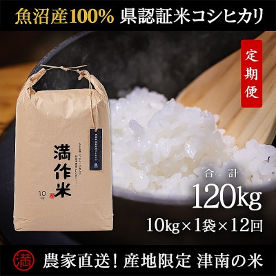 【毎月定期便】農家直送【特栽魚沼産コシヒカリ合計120kg】10kg全12回