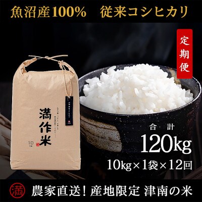 【毎月定期便】農家直送【元祖魚沼産コシヒカリ精米 合計120kg】10kg全12回