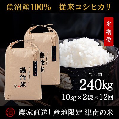 【毎月定期便】農家直送【元祖魚沼産コシヒカリ精米 合計240kg】20kg全12回