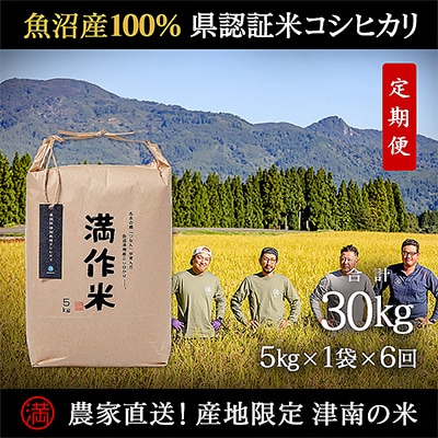 2023年11月発送開始『定期便』農家直送【特栽魚沼産コシヒカリ】毎月5kg全6回