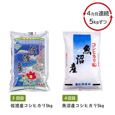 2023年10月発送開始『定期便』新潟ブランドコシヒカリ食べくらべ 毎月5kg全4回