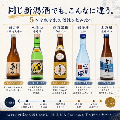 新潟人気酒!越乃寒梅と八海山入り!ミニボトル飲み比べセット300ml×5本