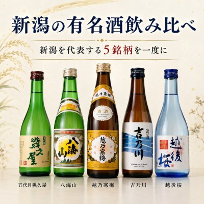 人気銘柄越乃寒梅・八海山入り!新潟有名地酒 飲み比べ 300ml 5本
