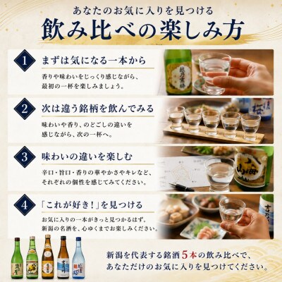 人気銘柄越乃寒梅・八海山入り!新潟有名地酒 飲み比べ 300ml 5本
