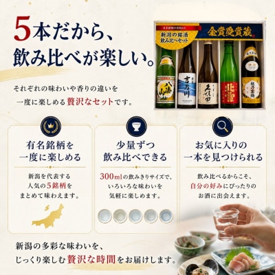 新潟の辛口飲み比べ!金賞受賞五蔵飲み比べセット 300ml 5本