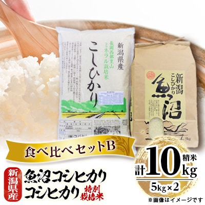新潟米10kgセットB 魚沼産コシヒカリ5kg+特別栽培米コシヒカリ(ミネラル栽培)5kg