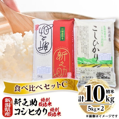 農家直送 新潟米10kgセットC  特別栽培米(新之助5kg・長岡産コシ5kg)