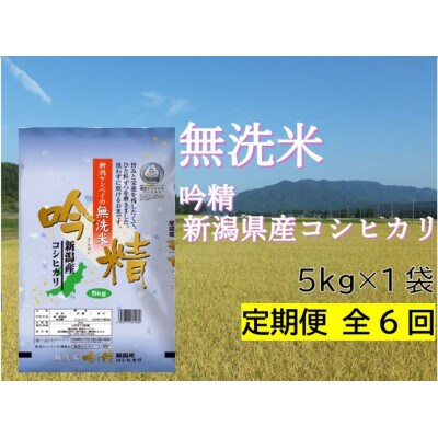【毎月定期便】無洗米吟精新潟県産コシヒカリ5kg全6回