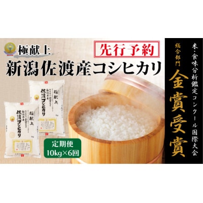 【発送月固定定期便】【令和8年産】10月～発送　食味コンクール金賞 佐渡産コシヒカリ 10kg全6回