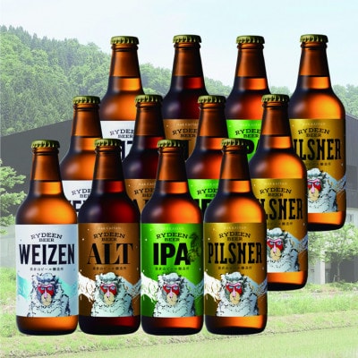 南魚沼八海山の地ビール「ライディーンビール」4種×3本セット