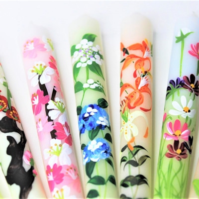 手描き花ろうそく 12cm×8本入