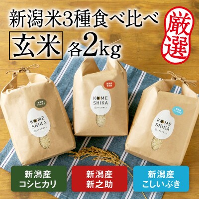 令和5年産【新潟米3種】新潟産コシヒカリ・新潟産新之助・新潟産こしいぶき 玄米 各2kg
