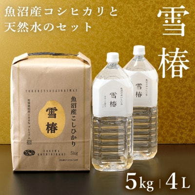 令和8年産 高級魚沼産コシヒカリ「雪椿」5kg 魚沼のおいしいお水雪椿水 2L×2本セット