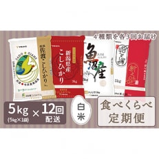 [毎月定期便]新潟県産米厳選食べ比べ 佐渡・新潟・魚沼・新之助 5kg全12回