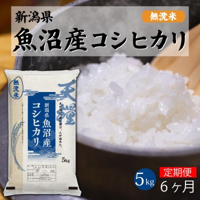 【毎月定期便】魚沼産コシヒカリ 無洗米(精米) 一等米 5kg 天糧全6回