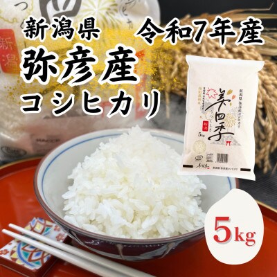 令和7年産　新潟県弥彦産コシヒカリ　美四季5kg×1袋　皇室献上米農家生産　特別栽培米(精米)