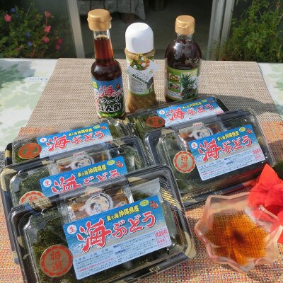 海ぶどう茎付き(ぽん酢&ドレッシング2本付き)200g×5パック