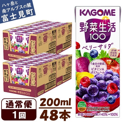 カゴメ 野菜生活100ベリーサラダ 200ml×48本入【野菜・果実ミックスジュース】