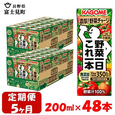 【毎月定期便】カゴメ 野菜一日これ一本 200ml×48本入 全5回