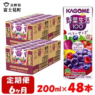 【毎月定期便】カゴメ 野菜生活ベリーサラダ 200ml×48本入 全6回
