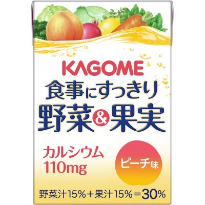 カゴメ 食事にすっきり野菜&果実カルシウム ピーチ味 100ml 紙パック 72本入