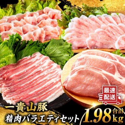 一貴山豚 精肉バラエティセット 計1980g 糸島市/いきさん牧場 豚肉 [AGB065]