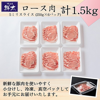 湖西市産ブランド豚「ふじのくに夢ハーブ豚」ロース肉5ミリスライス1.5Kg(250g×6)真空・冷凍