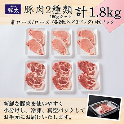 湖西市産ブランド豚「ふじのくに夢ハーブ豚」肩ロース・ロース150g2枚入×6P計1.8Kg 真空冷凍